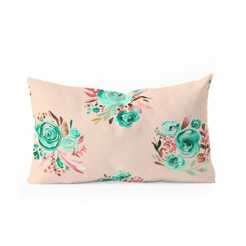 Ninola Design Mint sweet roses bouquets watercolor Oblong Throw Pillow
