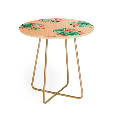Ninola Design Mint sweet roses bouquets watercolor Round Side Table