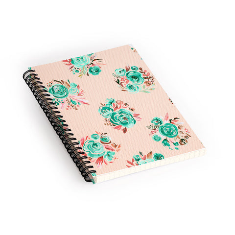 Ninola Design Mint sweet roses bouquets watercolor Spiral Notebook