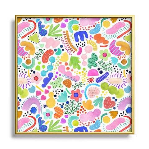 Ninola Design Modern Abstract Bold Shapes Metal Square Framed Art Print