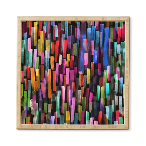 Ninola Design Modern colorful brushstrokes painting stripes Framed Wall Art