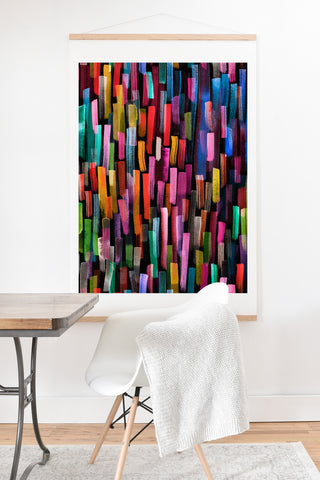 Ninola Design Modern colorful brushstrokes painting stripes Art Print And Hanger
