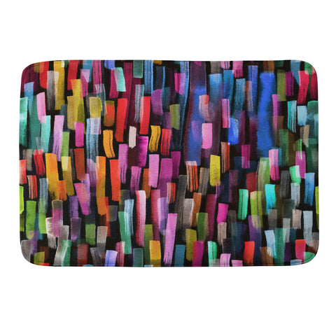 Ninola Design Modern colorful brushstrokes painting stripes Memory Foam Bath Mat