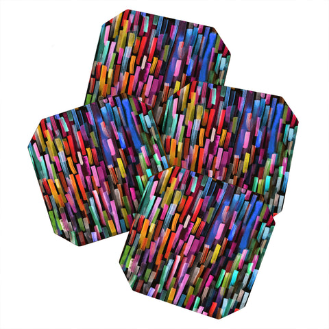 Ninola Design Modern colorful brushstrokes painting stripes Coaster Set