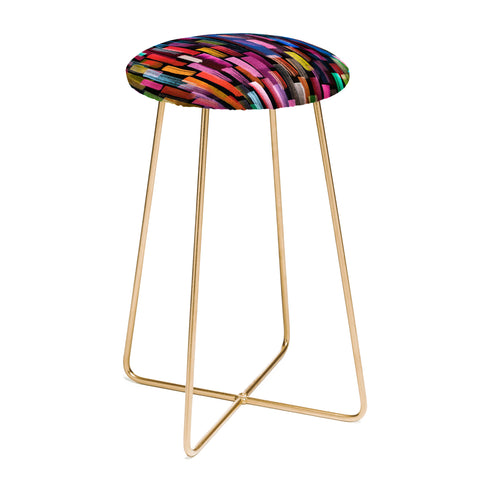 Ninola Design Modern colorful brushstrokes painting stripes Counter Stool