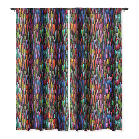 Ninola Design Modern colorful brushstrokes painting stripes Blackout Window Curtain
