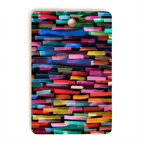 Ninola Design Modern colorful brushstrokes painting stripes Cutting Board Rectangle