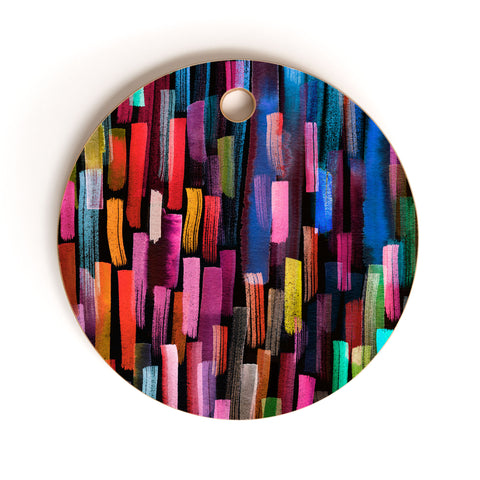 Ninola Design Modern colorful brushstrokes painting stripes Cutting Board Round