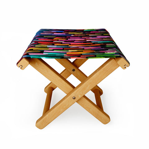 Ninola Design Modern colorful brushstrokes painting stripes Folding Stool