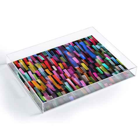 Ninola Design Modern colorful brushstrokes painting stripes Acrylic Tray