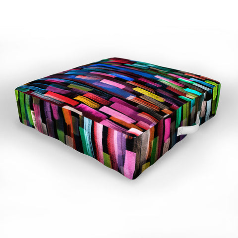 Ninola Design Modern colorful brushstrokes painting stripes Outdoor Floor Cushion