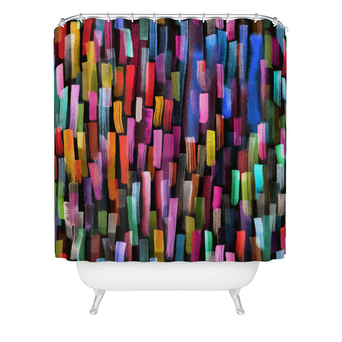 Ninola Design Modern colorful brushstrokes painting stripes Shower Curtain