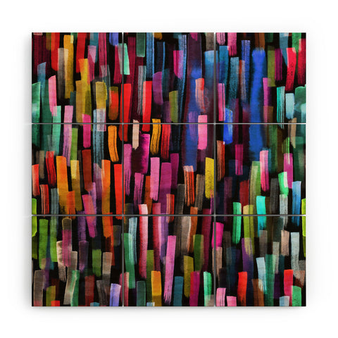 Ninola Design Modern colorful brushstrokes painting stripes Wood Wall Mural