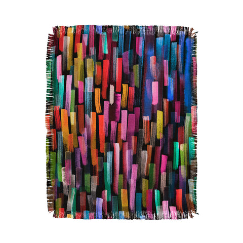 Ninola Design Modern colorful brushstrokes painting stripes Throw Blanket