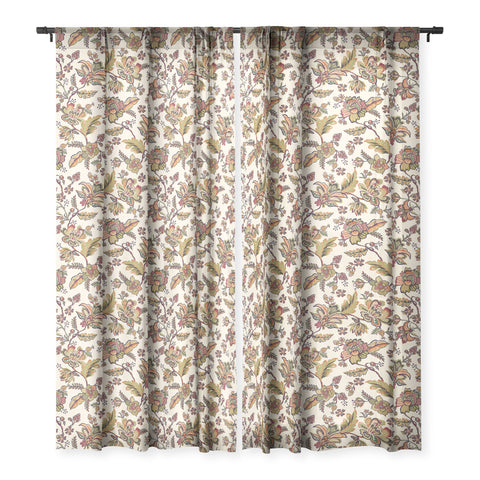 Ninola Design Modern Indienne Gold green Sheer Window Curtain
