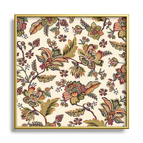 Ninola Design Modern Indienne Gold green Metal Square Framed Art Print