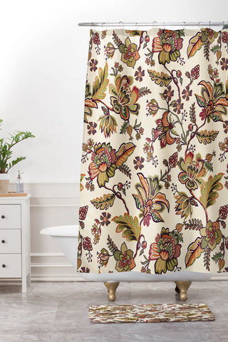 Ninola Design Modern Indienne Gold green Shower Curtain And Mat