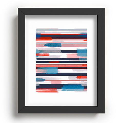 Ninola Design Modern marine stripes red Recessed Framing Rectangle