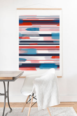 Ninola Design Modern marine stripes red Art Print And Hanger