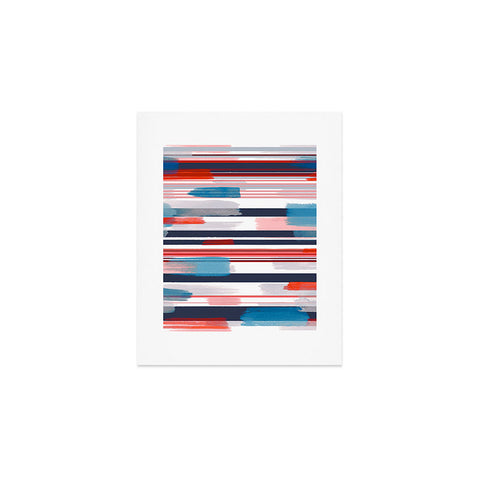 Ninola Design Modern marine stripes red Art Print