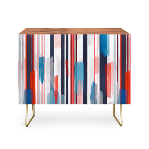 Ninola Design Modern marine stripes red Credenza