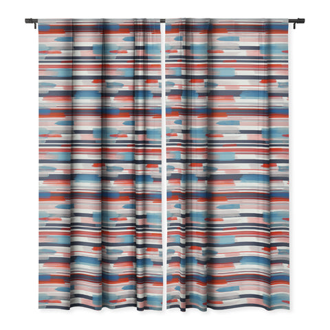 Ninola Design Modern marine stripes red Blackout Window Curtain