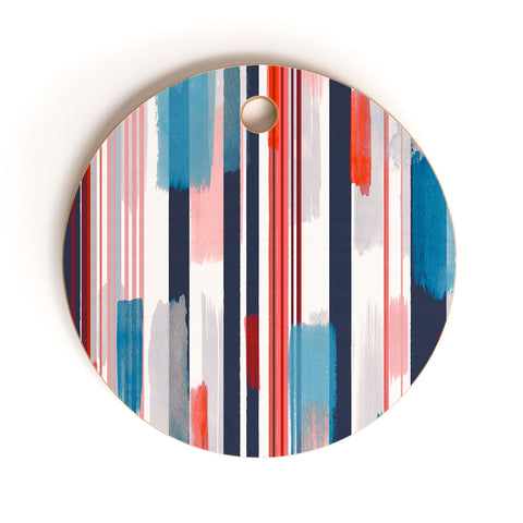Ninola Design Modern marine stripes red Cutting Board Round