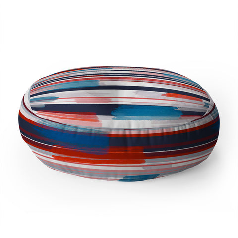 Ninola Design Modern marine stripes red Floor Pillow Round