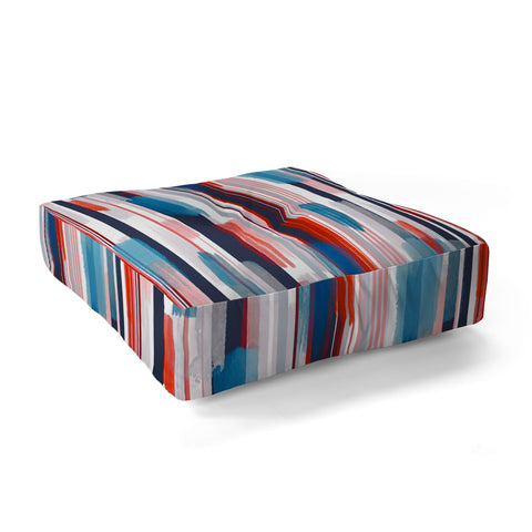 Ninola Design Modern marine stripes red Floor Pillow Square