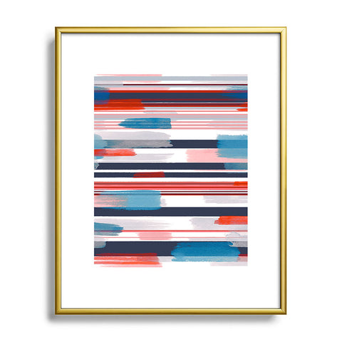 Ninola Design Modern marine stripes red Metal Framed Art Print