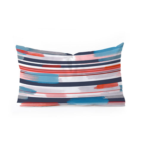 Ninola Design Modern marine stripes red Oblong Throw Pillow