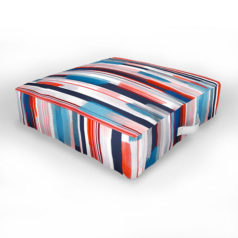 Ninola Design Modern marine stripes red Outdoor Floor Cushion