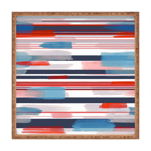 Ninola Design Modern marine stripes red Square Tray