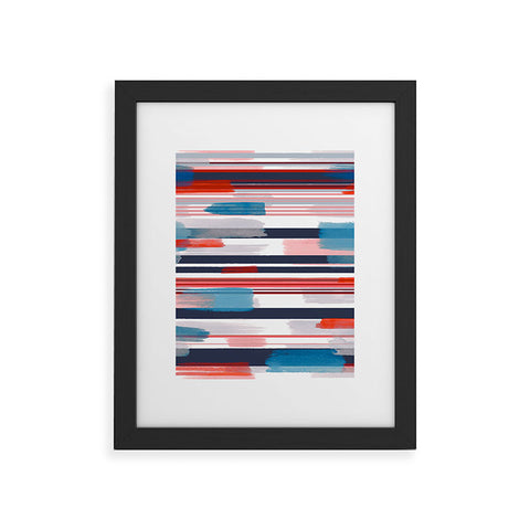 Ninola Design Modern marine stripes red Framed Art Print