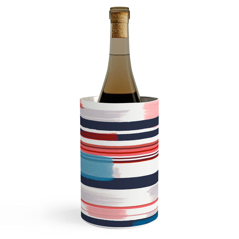 Ninola Design Modern marine stripes red Wine Chiller