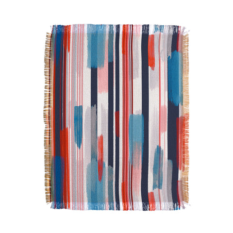 Ninola Design Modern marine stripes red Throw Blanket