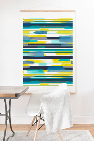 Ninola Design Modern marine stripes yellow Art Print And Hanger