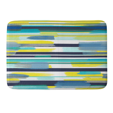 Ninola Design Modern marine stripes yellow Memory Foam Bath Mat