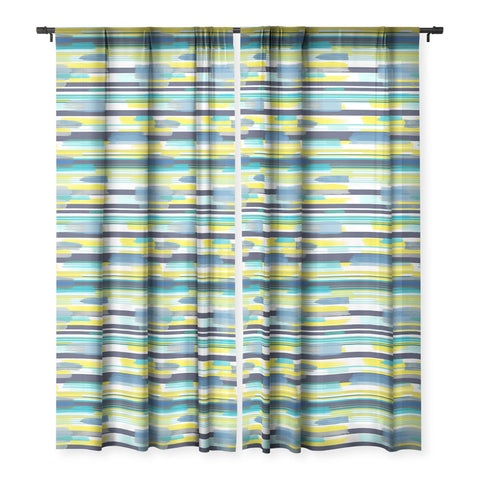 Ninola Design Modern marine stripes yellow Sheer Window Curtain