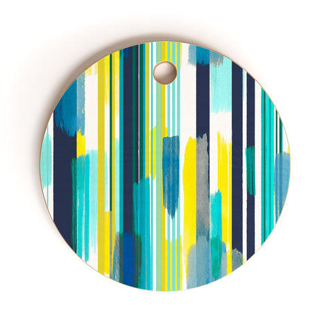 Ninola Design Modern marine stripes yellow Cutting Board Round