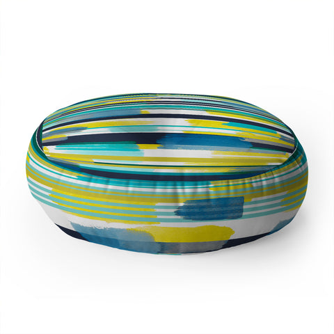 Ninola Design Modern marine stripes yellow Floor Pillow Round