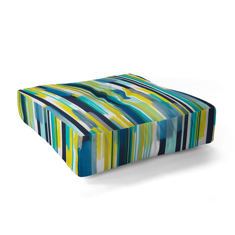 Ninola Design Modern marine stripes yellow Floor Pillow Square