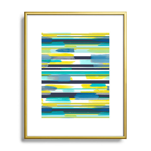 Ninola Design Modern marine stripes yellow Metal Framed Art Print