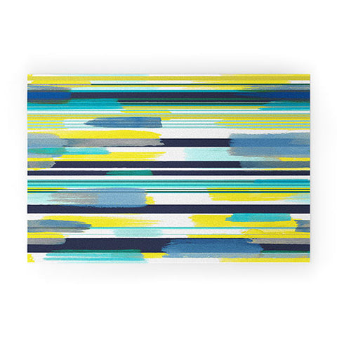 Ninola Design Modern marine stripes yellow Welcome Mat