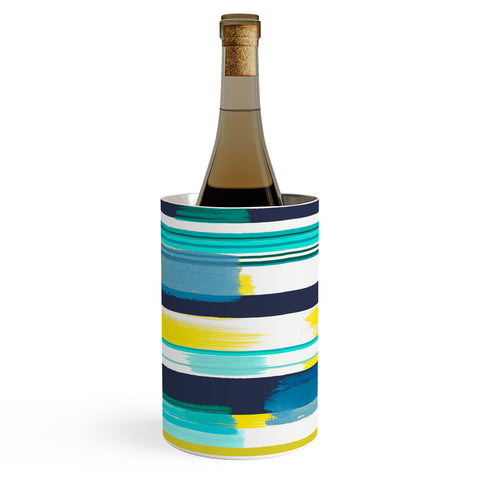 Ninola Design Modern marine stripes yellow Wine Chiller