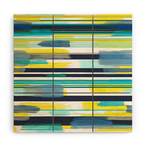 Ninola Design Modern marine stripes yellow Wood Wall Mural