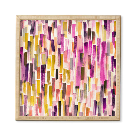 Ninola Design Modern purple brushstrokes painting stripes Framed Wall Art