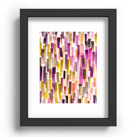Ninola Design Modern purple brushstrokes painting stripes Recessed Framing Rectangle