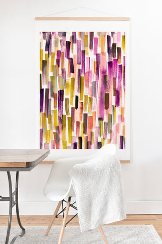 Ninola Design Modern purple brushstrokes painting stripes Art Print And Hanger