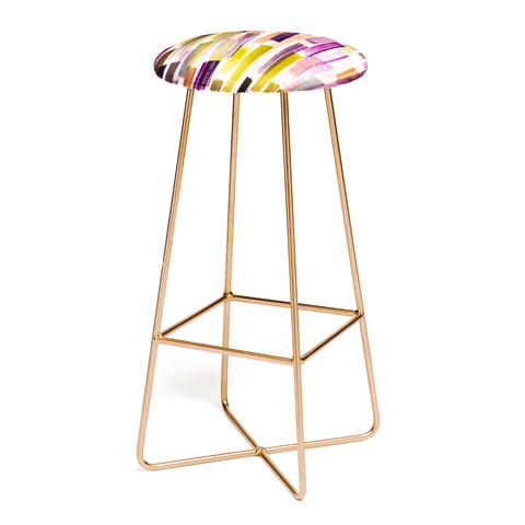 Ninola Design Modern purple brushstrokes painting stripes Bar Stool